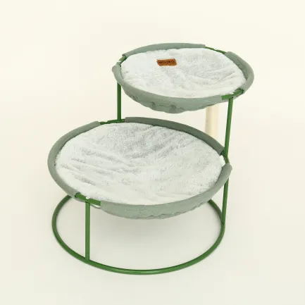 Подвійний лежак для домашніх тварин MISOKO Pet bed, round, double, steel frame, 70x50x40 cm, light green