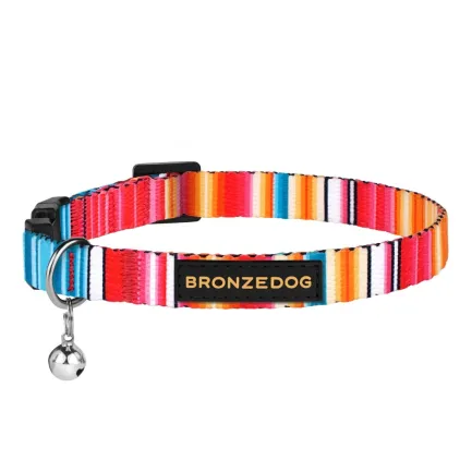 Нашийник для Котів BronzeDog Urban West Нейлоновий з Пластиковою Пряжкою та Дзвіночком Червоний XS — Фото 3