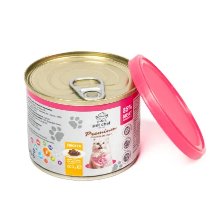 Корм вологий для дорослих котів Pet Chef, шматочки в желе з куркою 200 г — Фото 4