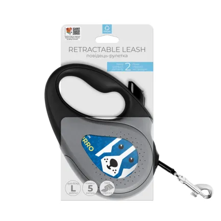 Повідець-рулетка для собак WAUDOG R-leash, малюнок "Патрон", L, до 50 кг, 5 м, світловідбиваюча стрічка — Фото 1