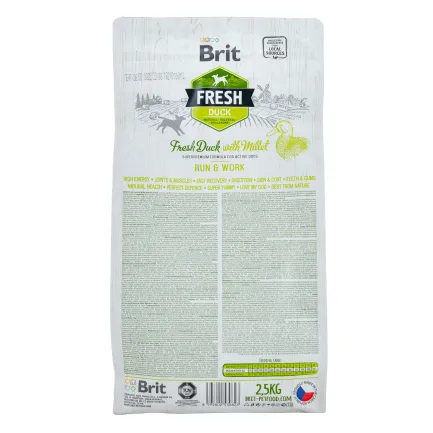 Сухий корм Brit Fresh для дорослих активних собак, з качкою та пшоном, 2,5 кг — Фото 2