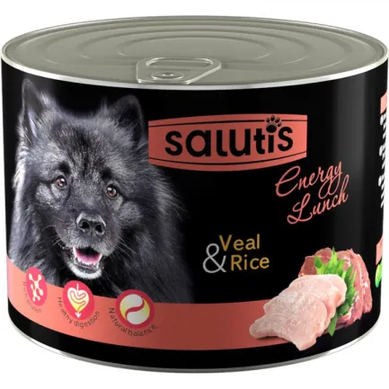 Salutis Energy Lunch Veal Chicken Rice консерва для собак телятина, курка і рис, 525 г