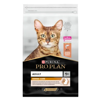 Сухий корм PRO PLAN Adult 1+ Derma Care для дорослих котів для підтримки здоров'я шкіри та краси шерсті з лососем 10 кг — Фото 1