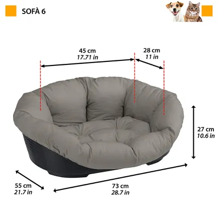 Ferplast SOFA' 6 Місце д/собаки пластик+чохол (бавовна) — Фото 1