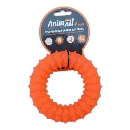 Іграшка AnimAll Fun кільце з шипами, помаранчеве, 12 см