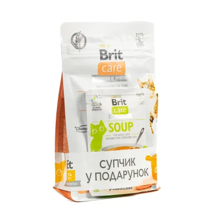 НАБІР Корм сухий Brit Care GF Sensitive Healthy Digestion and Delicate Taste д/котів з чутливим травленням індичка і лосось 400 г + суп 75 г