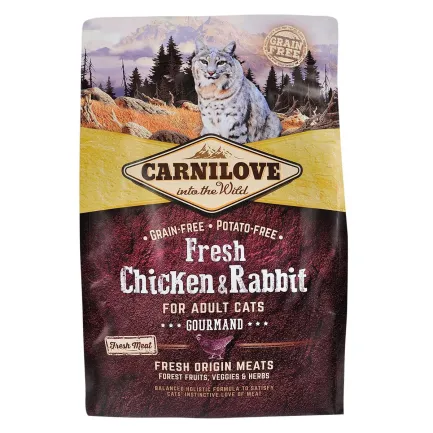 Сухий корм Carnilove Fresh Chicken &amp; Rabbit для дорослих котів, курка та кролик, 2 кг — Фото 2