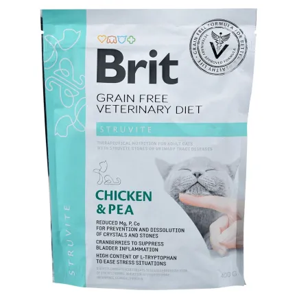 Сухий корм Brit GF VetDiet Cat Struvite для котів, при сечокам'яній хворобі, з куркою та горохом, 400 г — Фото 2