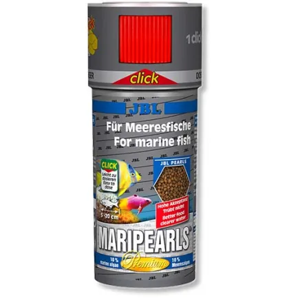 Корм преміум-класу JBL MariPearls CLICK в формі гранул для морських риб, в банці з дозатором, 250 мл
