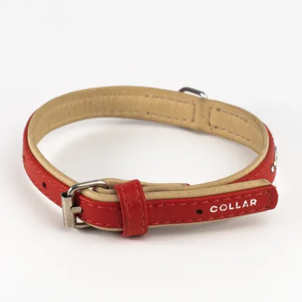 Нашийник "CoLLaR brilliance" зі стразами преміум класу (ширина 15мм, довжина 27-36см) червоний