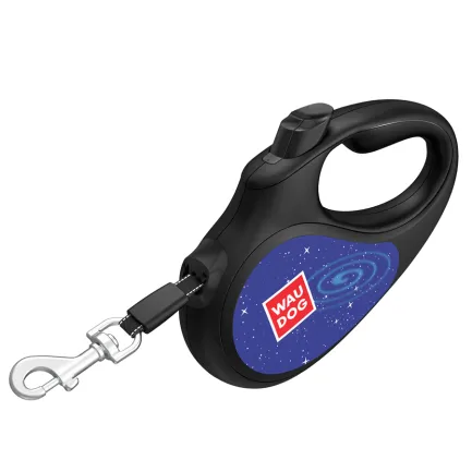 Повідець-рулетка для собак WAUDOG R-leash, малюнок "Ракета", світловідбиваюча стрічка, XS, до 12 кг, 3 м чорний — Фото 3