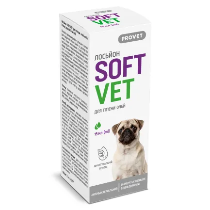 Лосьйон PROVET SOFTVET для гігієни очей котів і собак 15 мл — Фото 2
