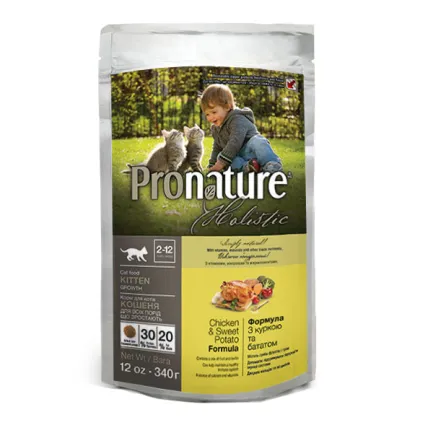 Pronature Holistic Kitten Chicken&amp;Sweet Potato ПРОНАТЮР ХОЛІСТИК КУРКА З БАТАТОМ сухий холістик корм для кошенят 0,34 кг