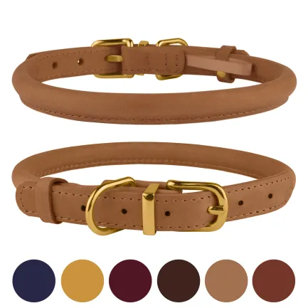 Нашийник для собак круглий шкіряний BronzeDog Crazy Світло-Коричневий XL — Фото 4