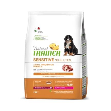 Natural Trainer Dog Sensitive Puppy&amp;Junior Medium&amp;Maxi сухий корм для цуценят середніх та великих порід без глютену з качкою 3 кг