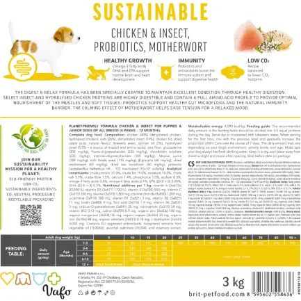 Сухий корм Brit Care Dog Sustainable Puppy для цуценят, з куркою та комахами, 3 кг — Фото 6