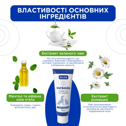 Ветсмайл (VetSmile) зубний гель для чищення (для котів і собак), 75 мл, MODES — Фото 1