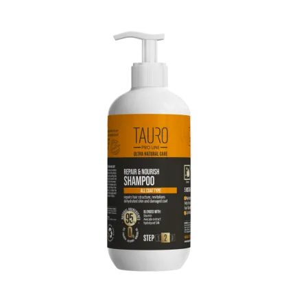 Шампунь відновлення та живлення для шкіри та шерсті собак і котів TAURO PRO LINE Ultra Natural Care Repair and Nourish, 400 мл