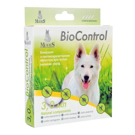 Біо контроль (BioControl) біокраплі з протипаразитарним ефектом для собак великих порід 3 мл, MODES