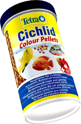 Корм Tetra Cichlid Colour для всіх цихлід, для яскравості забарвлення, 500 мл (гранули) — Фото 1