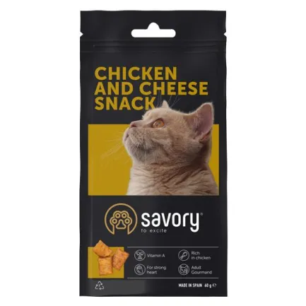 Хрумкі ласощі Savory Snack Подушечки для вибагливих котів, з куркою та сиром, 60 г — Фото 3