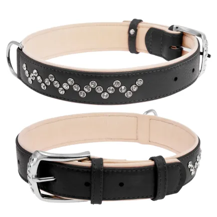 Нашийник "CoLLaR brilliance" зі стразами преміум класу (ширина 35мм, довжина 46-60см) чорний