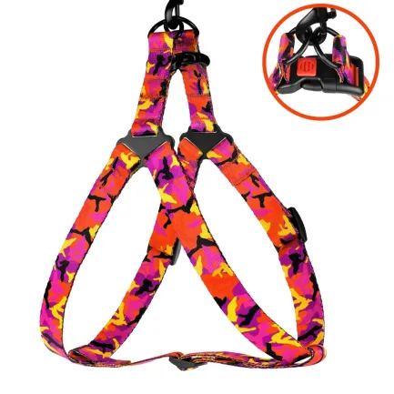 Шлея для Собак BronzeDog Urban Camo Нейлонова Рожева L