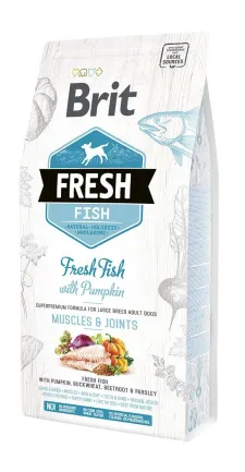 Сухий корм Brit Fresh для дорослих собак великих порід, для м'язів та суглобів, з рибою та гарбузом, 2,5 кг