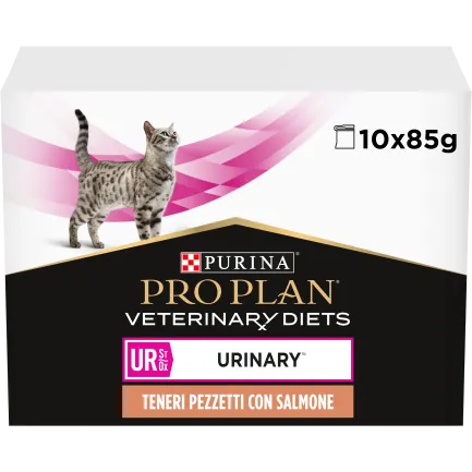 Вологий дієтичний корм PRO PLAN VETERINARY DIETS UR ST/OX Urinary для дорослих котів для розчинення та зниження утворення струвітних каменів з лососем 10х85 г