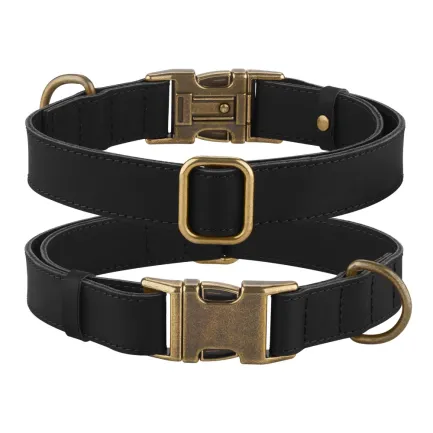 Нашийник для собак шкіряний BronzeDog Antiq чорний M