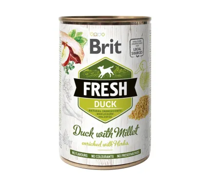 Консервований корм Brit Fresh Duck/Millet для собак, з качкою та пшоном, 400 г