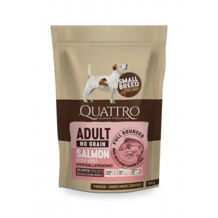 Quattro Adult Salmon Small Breed корм для дорослих собак дрібних порід з лососем та крилем 150 г