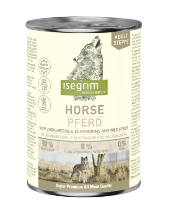 ISEGRIM Horse pure with Chokeberries, Champignons &amp; Wild Herbs 400 г. Вологий корм для собак. Конина з горобиною
