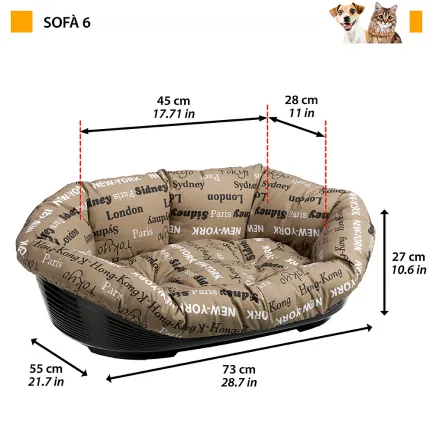 Ferplast SOFA' 6 Місце д/собаки пластик+чохол (бавовна) — Фото 1
