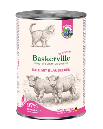 Baskerville KF Super Premium Kalb Mit Blaubeeren. Телятина з чорницею для кошенят, 400 г
