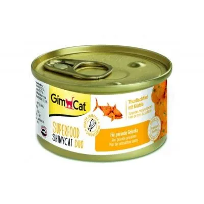 Вологий корм GimCat Shiny Cat Superfood для котів, тунець та гарбуз, 70 г — Фото 1