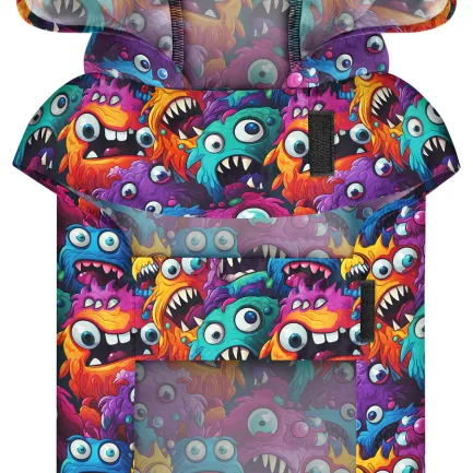 Дощовик-накидка з капюшоном для собак WAUDOG Clothes, малюнок "Зубасті монстри", XXS, А 23-26 см, B 30-36 см, С 15-20 см — Фото 3