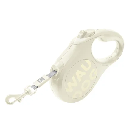 Повідець-рулетка для собак WAUDOG R-leash Monochrome White, L, до 50 кг, 5 м, світловідбивна стрічка, біла