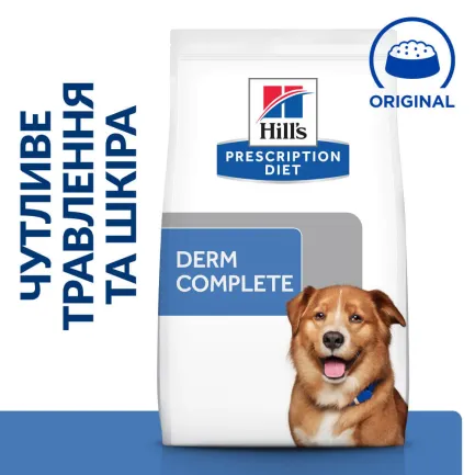 Hill’s Prescription Diet Derm Complete Сухий корм для собак при харчовій алергії та атопічному дерматиті, 4 кг — Фото 2