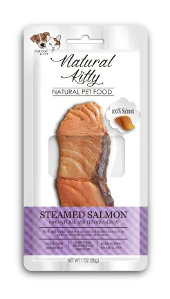 Natural Kitty Original Series STEAMED SALMON Ласощі для котів та собак у вигляді шматочків лосося приготованих на пару 30г
