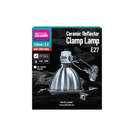 ARCADIA REFLECTOR CLAMP LAMP WITH CERAMIC HOLDER E27 14CM STAINLESS STEEL (R2100080) світильник для тераріума