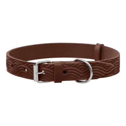 Нашийник для Собак Шкіряний BronzeDog Classic з тисненням Коричневий 2XS — Фото 1