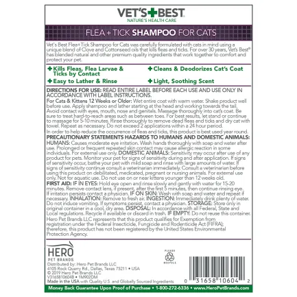 VET`S BEST Flea&amp;Tick Shampoo for Cats Шампунь від бліх та кліщів 355 мл — Фото 1