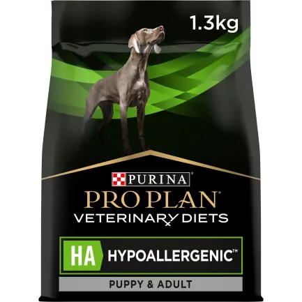 Сухий дієтичний корм PRO PLAN VETERINARY DIETS HA Hypoallergenic для дорослих собак та цуценят для зниження ознак інгредієнтної та нутрієнтної непереносимості 1,3 кг