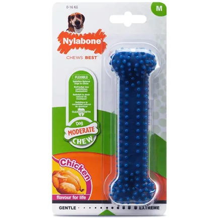 Nylabone Moderate Chew Dental Bone НІЛАБОН ДЕНТАЛ БОУН жувальна іграшка для собак, смак курки M, для собак до 16 кг