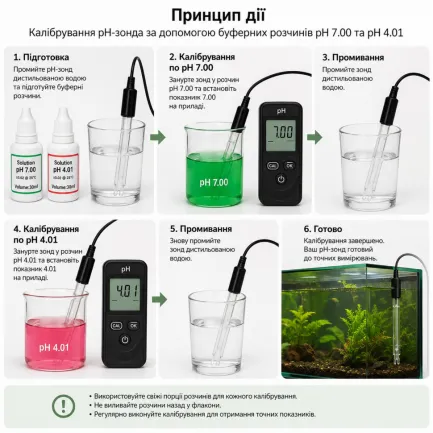 Калібрувальний розчин для датчиків pH Aquario Buffer Solution Set pH 7.00 та pH 4.01 30мл. — Фото 2