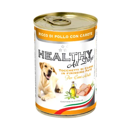 HEALTHY All days вологий корм для собак - паштет зі шматочками, з курятиною та морквою 400гр