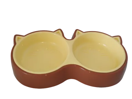 Пластикова миска AnimAll для котів (2 х 200 мл), коричнева