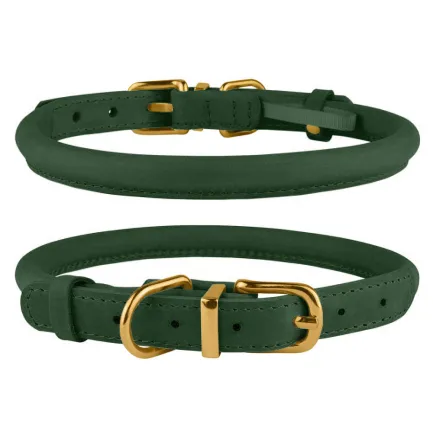 Нашийник для собак круглий шкіряний BronzeDog Crazy Зелений XL