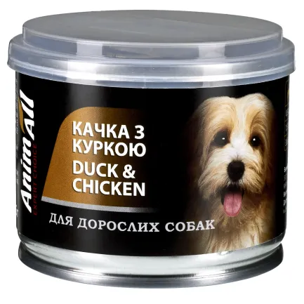 АнімАлл Вологий корм для собак Качка з куркою, 195 г
